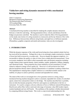 Violin Bow and String Dynamics Measured with a Mechanical Bowing Machine