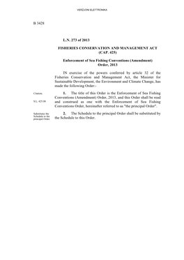 Enforcement of Sea Fishing Conventions (Amendment) Order, 2013