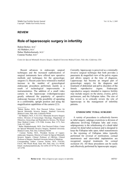 Role of Laparoscopic Surgery in Infertility