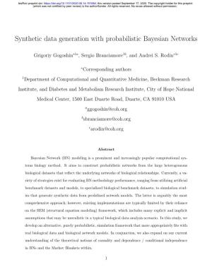Synthetic Data Generation with Probabilistic Bayesian Networks
