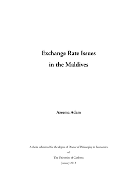 Exchange Rate Issues in the Maldives