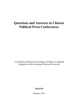 Questions and Answers in Chinese Political Press Conferences