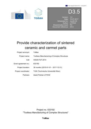 D3.5 Characterization of Sintered Ceramic and Cermet Parts