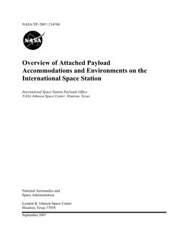 Overview of Attached Payload Accommodations and Environments on the International Space Station