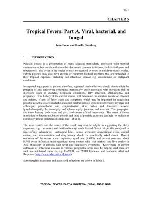 Tropical Fevers: Part A. Viral, Bacterial, and Fungal