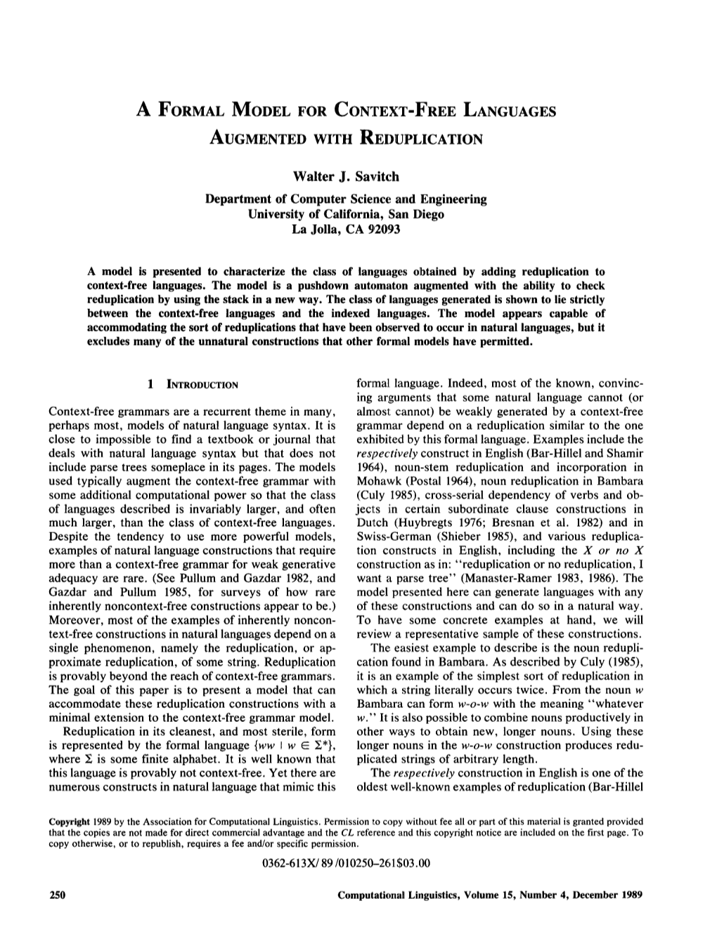 A Formal Model for Context-Free Languages Augmented with Reduplication