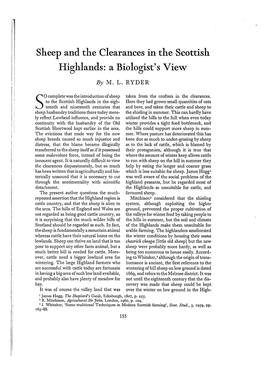 Sheep and the Clearances in the Scottish Highlands: a Biologist's View