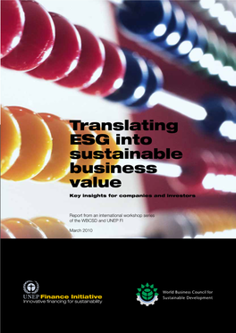 Translating ESG Into Sustainable Business Value Key Insights for Companies and Investors