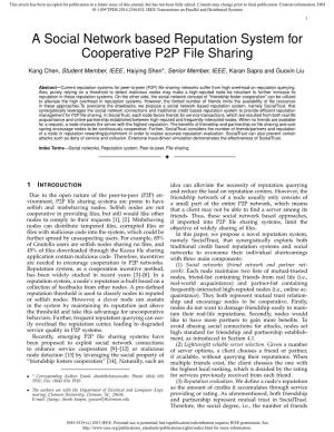 A Social Network Based Reputation System for Cooperative P2P File Sharing