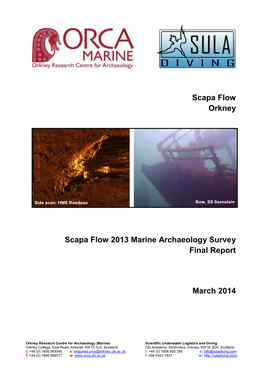 Scapa Flow 2013 Marine Archaeology Survey Project: Final Report