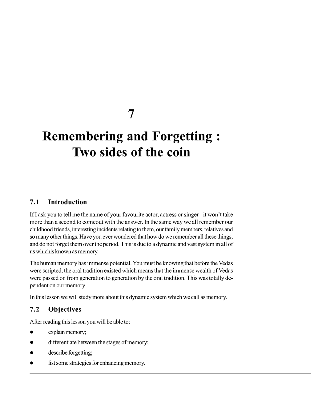 7 Remembering and Forgetting : Two Sides of the Coin