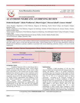 Acta Biomedica Scientia ACANTHOSIS NIGRICANS