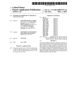 (12) Patent Application Publication (10) Pub. No.: US 2011/0053773A1 ARMEL Et Al