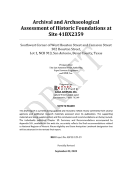 Archival and Archaeological Assessment of Historic Foundations at Site 41BX2359