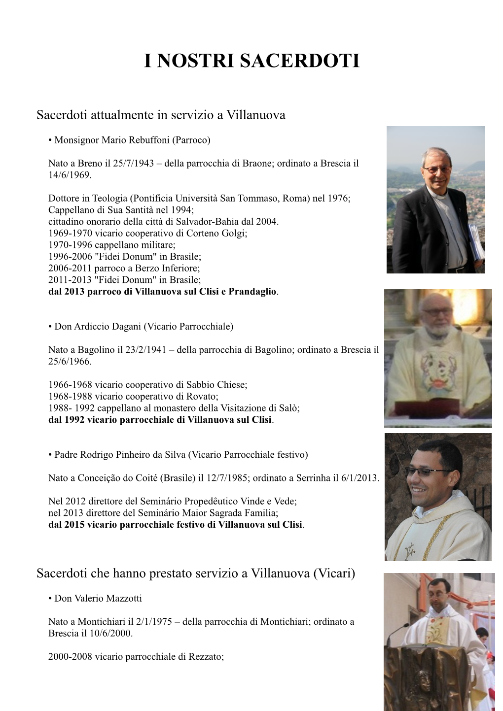 I Nostri Sacerdoti