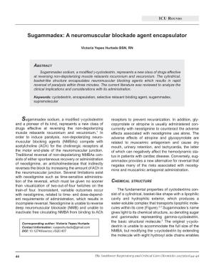Sugammadex: a Neuromuscular Blockade Agent Encapsulator