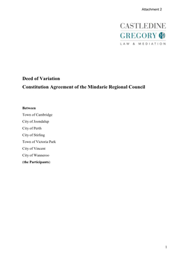 Deed of Variation Constitution Agreement of the Mindarie Regional Council