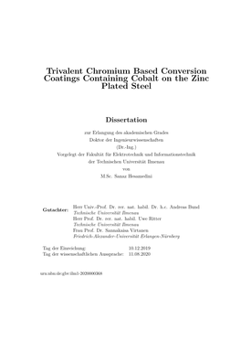 Trivalent Chromium Based Conversion Coatings Containing Cobalt on the Zinc Plated Steel