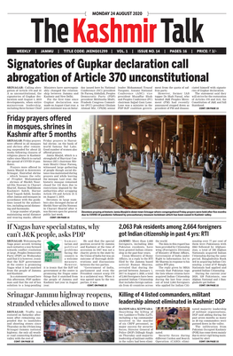 Signatories of Gupkar Declaration Call Abrogation of Article 370