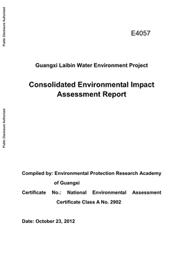 Guangxi Laibin Water Environment Project Consolidated Environmental Impact Assessment Report