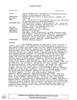 A Newsletter of the Reading Recovery Council of North America, 1996-1999