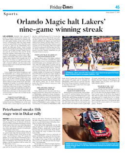 Orlando Magic Halt Lakers' Nine-Game Winning Streak