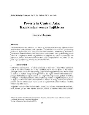Poverty in Central Asia: Kazakhstan Versus Tajikistan