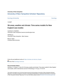 Ski Areas, Weather and Climate: Time Series Models for New England Case Studies