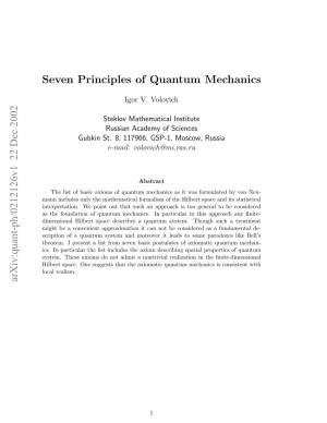 Seven Principles of Quantum Mechanics