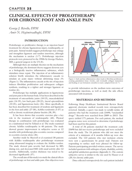 Clinical Effects of Prolotherapy for Chronic Foot and Ankle Pain