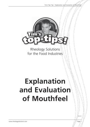 Explanation and Evaluation of Mouthfeel