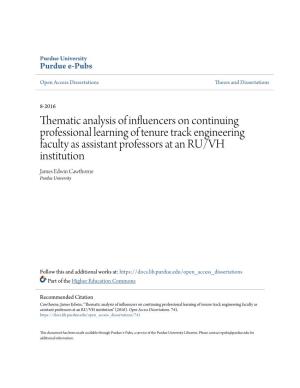Thematic Analysis of Influencers on Continuing Professional Learning Of