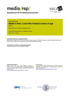 Lima Film Festival Comes of Age 2015