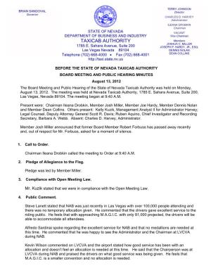 8/13/2012 Board Meeting Minutes
