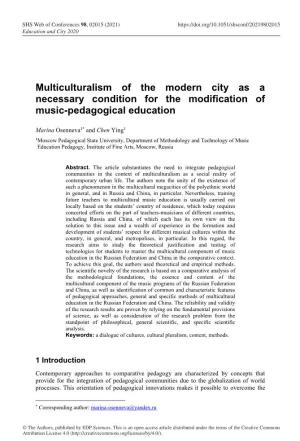 Multiculturalism of the Modern City As a Necessary Condition for the Modification of Music-Pedagogical Education
