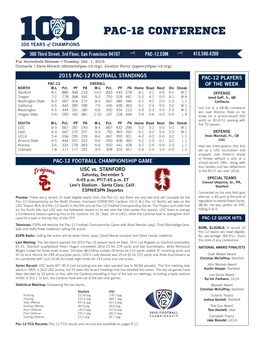 2015 Pac-12 Football Scoreboard