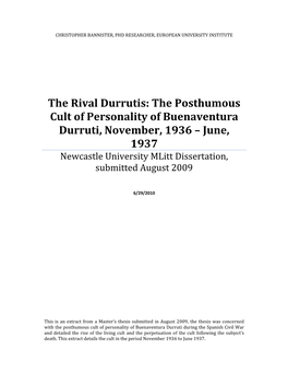 The Rival Durrutis: the Posthumous Cult of Personality of Buenaventura