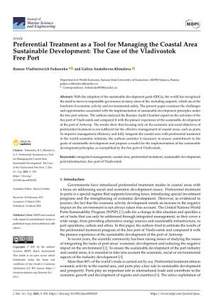Preferential Treatment As a Tool for Managing the Coastal Area Sustainable Development: the Case of the Vladivostok Free Port