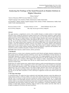 Analyzing the Findings of the Saudi Research on Student Attrition in Higher Education