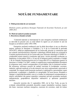 Notă De Fundamentare