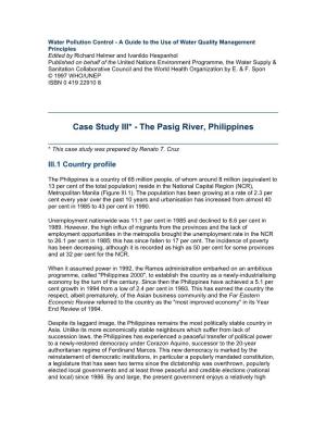 Case Study III* - the Pasig River, Philippines