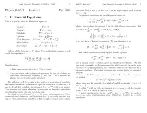 Physics 464/511 Lecture I Fall, 2016 1 Differential Equations