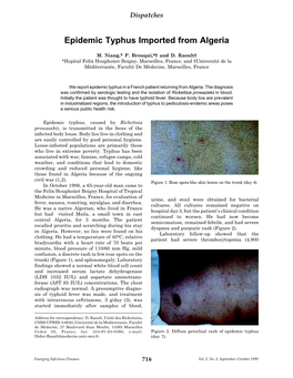 Epidemic Typhus Imported from Algeria