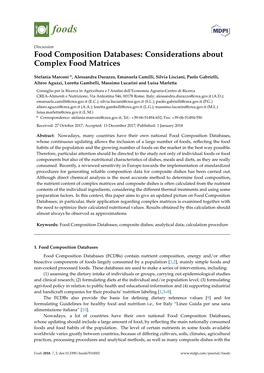 Food Composition Databases: Considerations About Complex Food Matrices