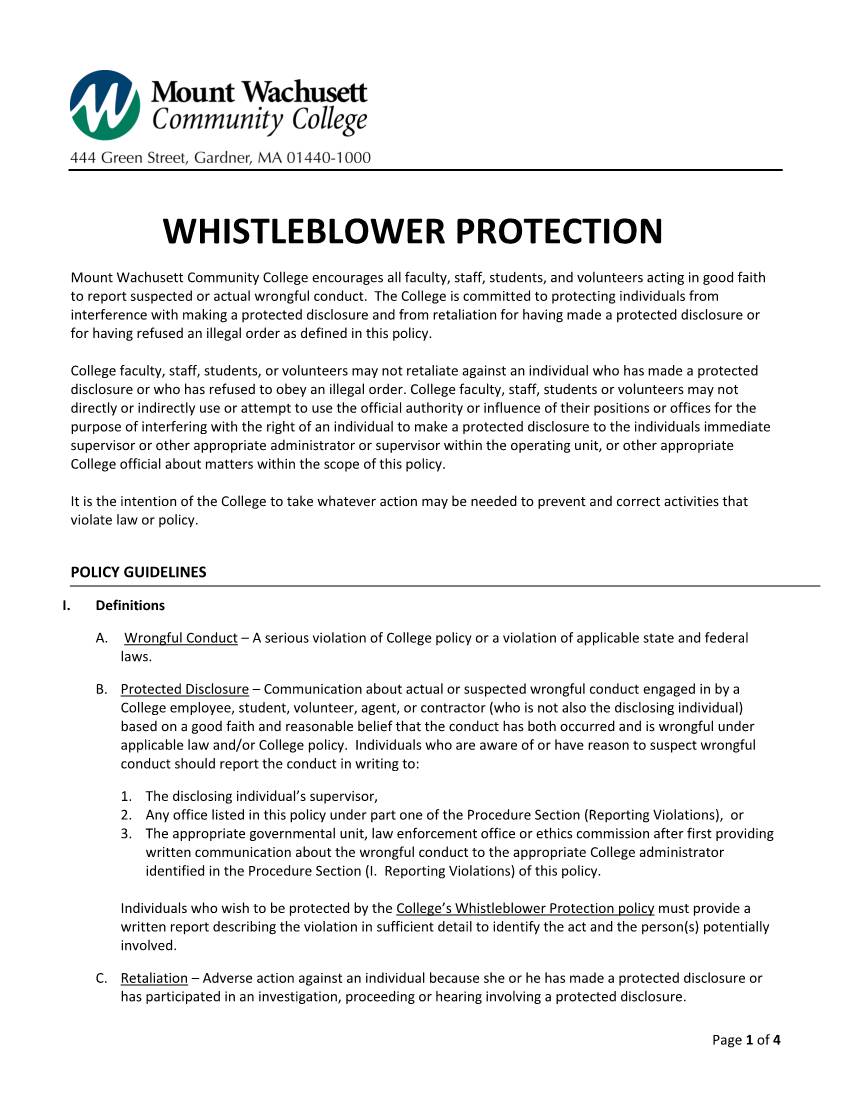 Whistleblower Policy and Form
