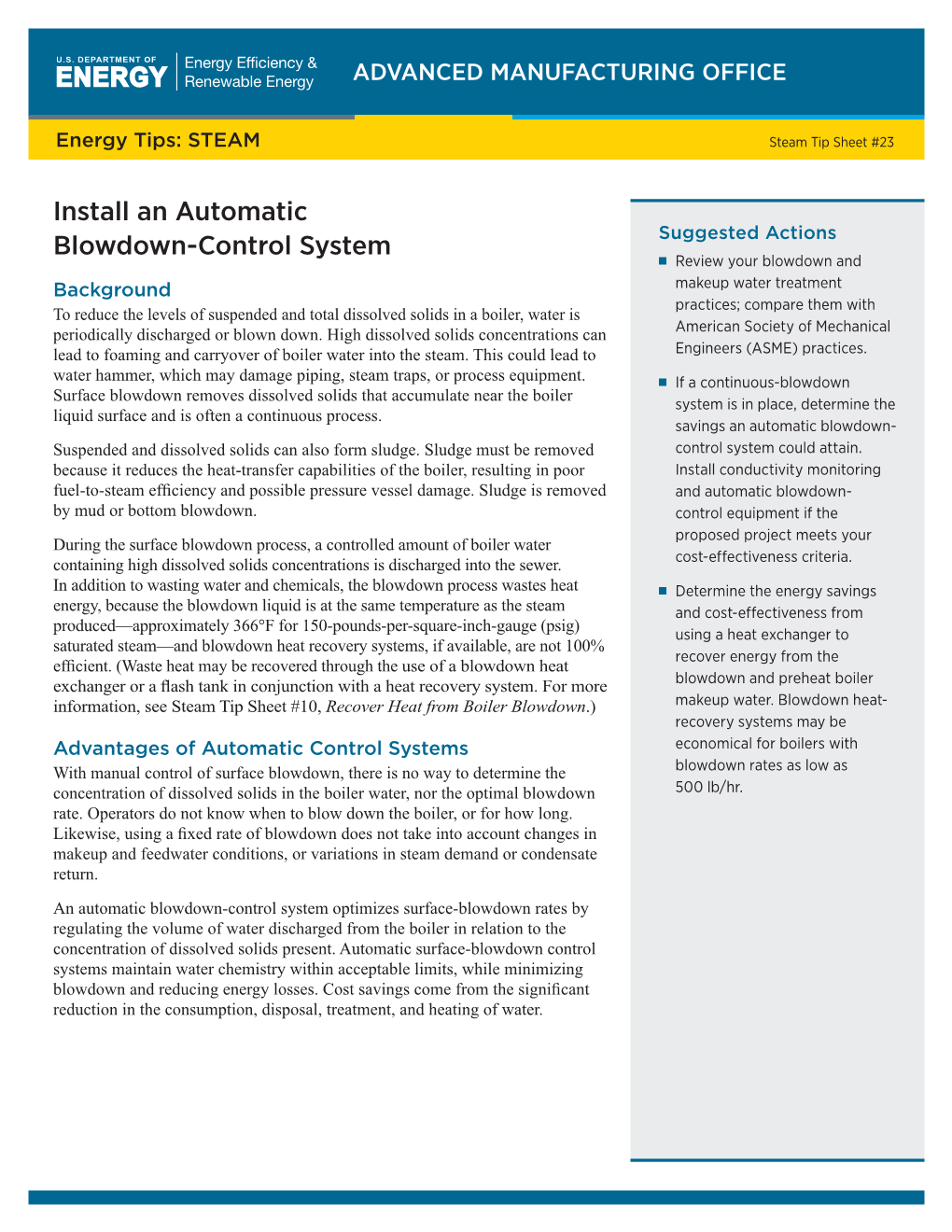 Install an Automatic Blowdown-Control System