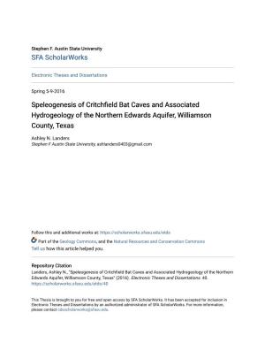 Speleogenesis of Critchfield Bat Caves and Associated Hydrogeology of the Northern Edwards Aquifer, Williamson County, Texas