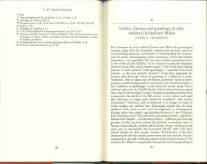 4 Orality, Literacy and Genealogy in Early Medieval Ireland and Wales