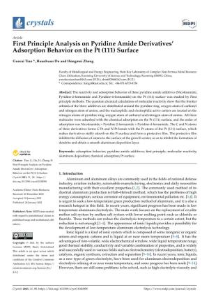 First Principle Analysis on Pyridine Amide Derivatives' Adsorption Behavior on the Pt (111) Surface