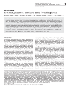 Evaluating Historical Candidate Genes for Schizophrenia
